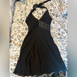 Y2k Express Halter 100% Silk Lined Mini dress.